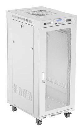 Lanberg FF01 series - Rack kabinet - 600 x 800, flad pakke, med netdør - med LCD skærm, termostat - fritstående - grå, RAL 7035 - 27U - 19