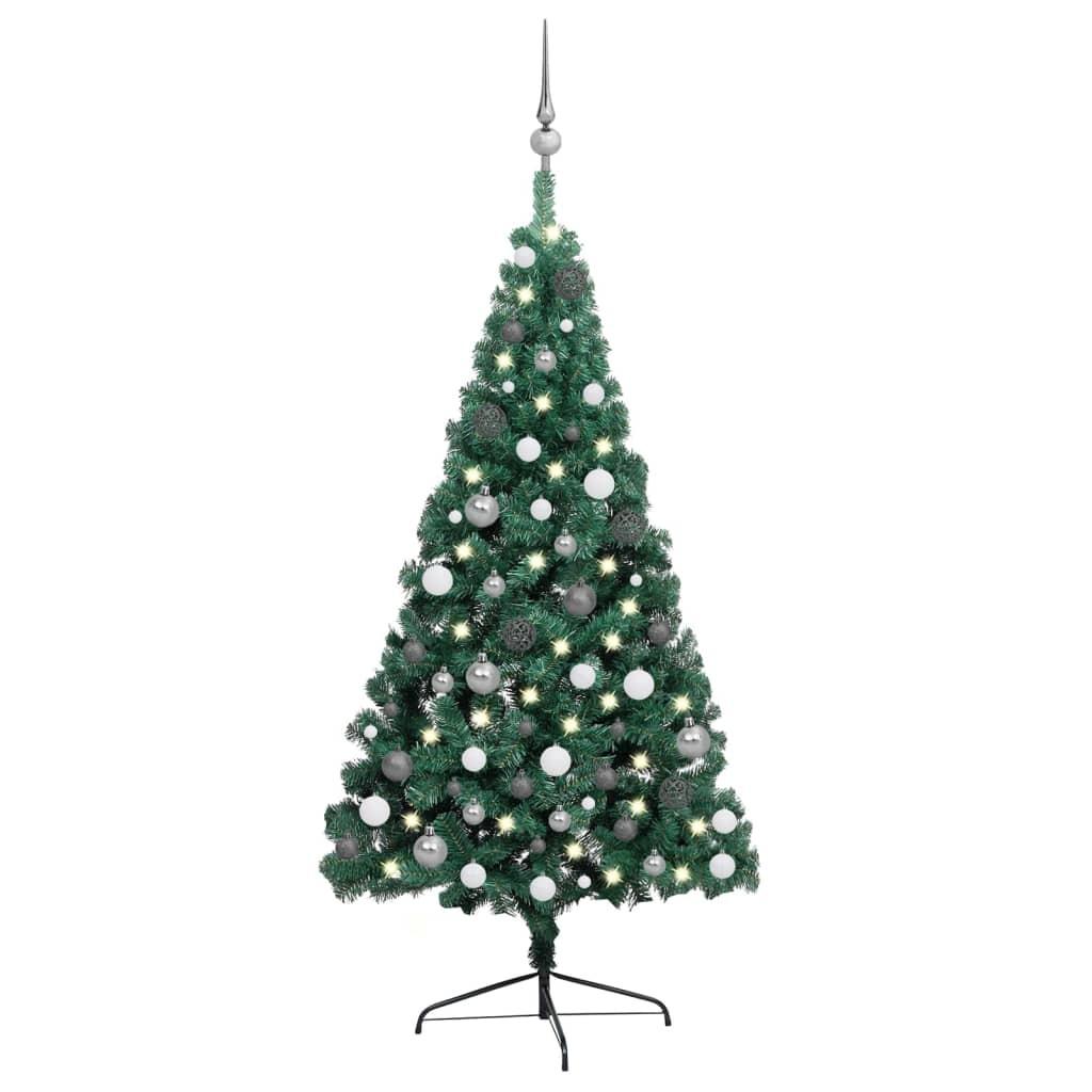 Se Kunstigt halvt juletræ med lys og kuglesæt 240 cm grøn hos Boligcenter.dk