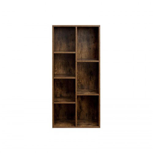 Bogreol med 7 rum – fritstående opbevaringshylde, rustik brun, 50 × 24 × 106 cm