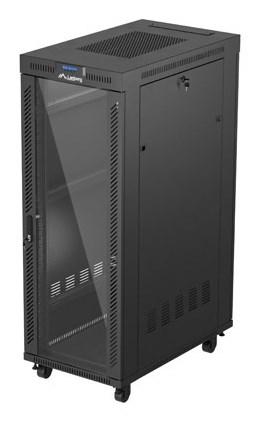 Lanberg FF01-6032-12BL 19" rackskab 32U - gulvmodel, 600×1.000 mm, sort, glasdør