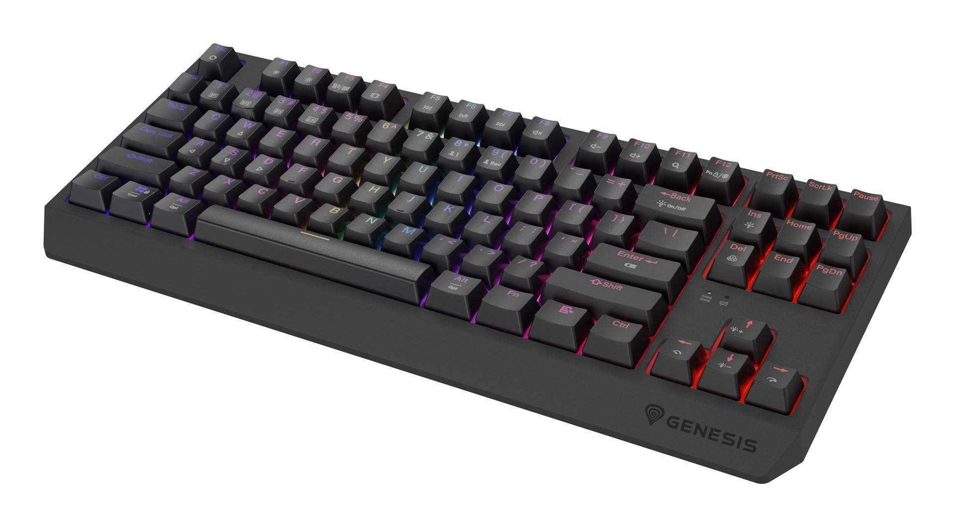 GENESIS Thor 230 TKL – mekanisk gaming-tastatur, USB/2,4 GHz/Bluetooth, RGB, US (QWERTY), sort billede