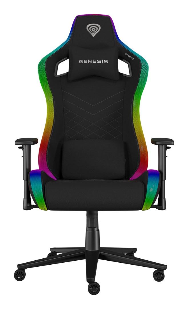 Gamerstol GENESIS Trit 660 – stof, 2D armlæn, RGB-kant billede