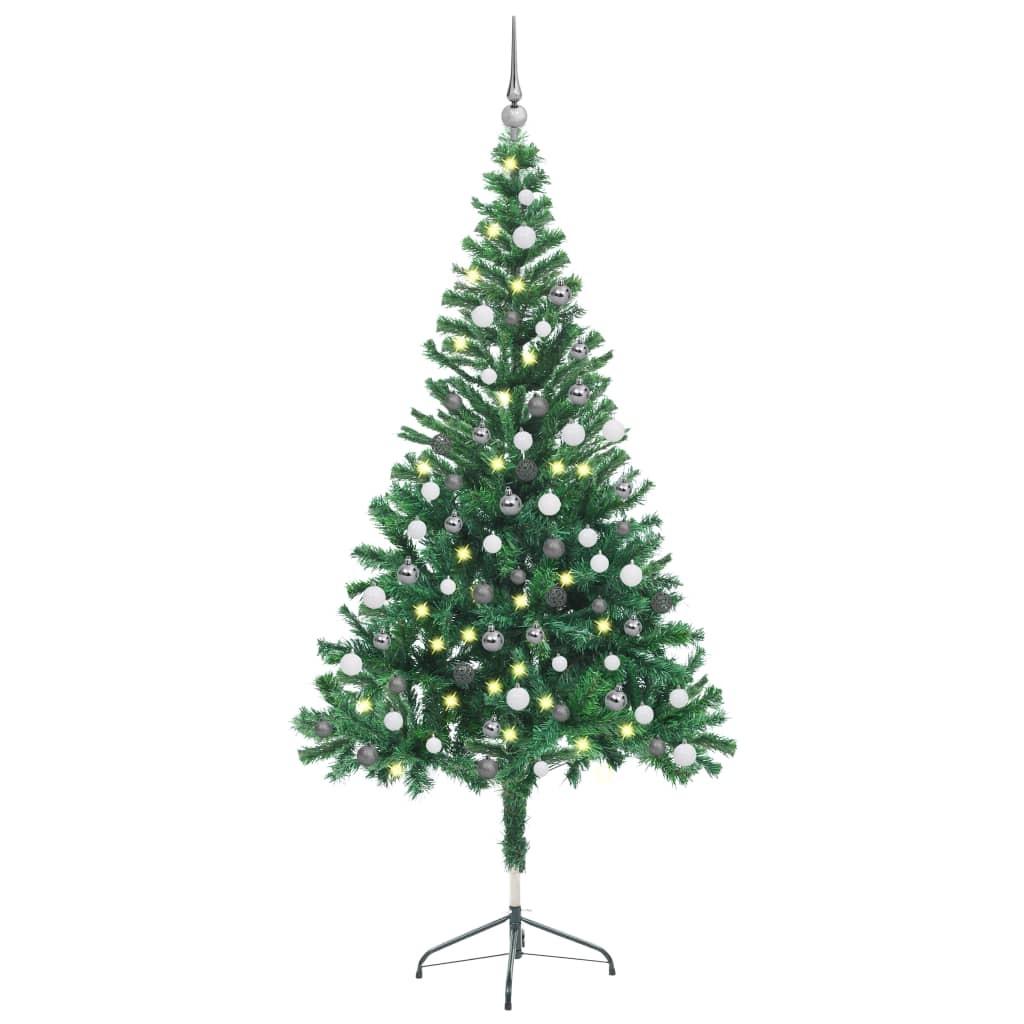 Se Kunstigt juletræ med lys og kuglesæt 150 cm 380 grene hos Boligcenter.dk