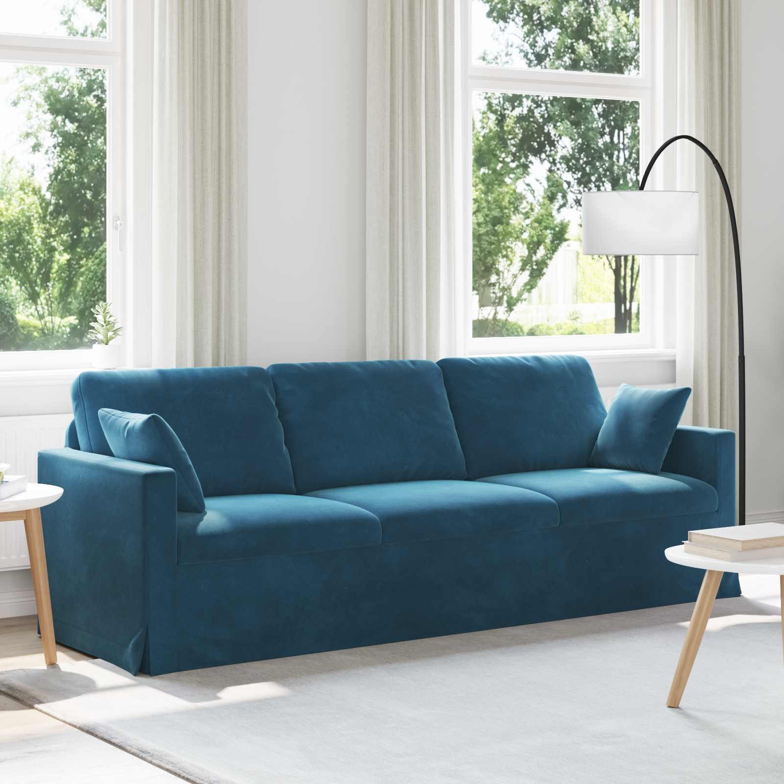 Sofa Blå 228 x 78 x 80 cm Fløjl