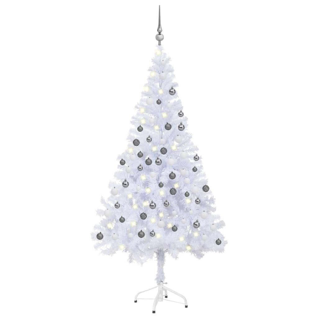 Kunstigt juletræ med lys og kuglesæt 120 cm 230 grene