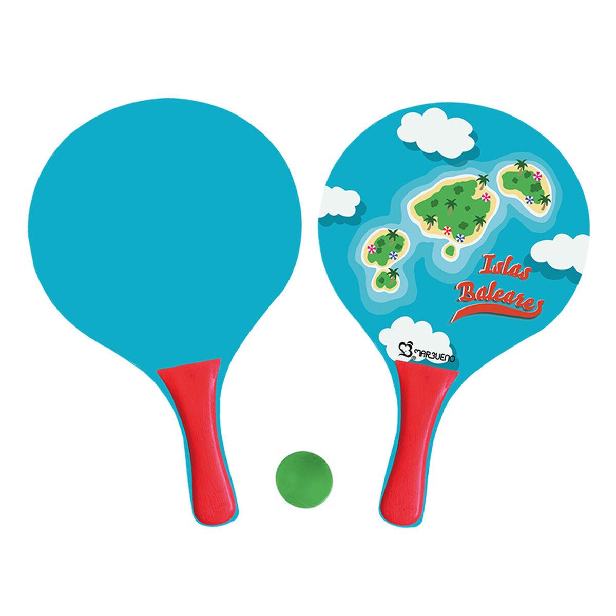 Marbueno strandsæt med bat og bold - multifarvet træ, 38 × 24 cm