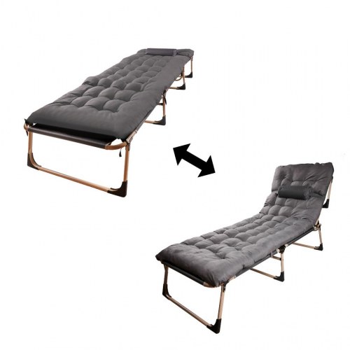 Sammenklappelig feltseng 193 cm – mørkegrå med puder