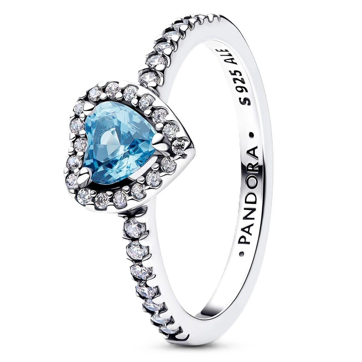 Pandora ring 198421C10-54 - blå hjerte, str. 14, sterling sølv 925