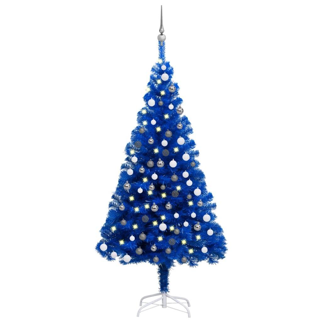 Se Kunstigt juletræ med lys og kuglesæt 150 cm PVC blå hos Boligcenter.dk