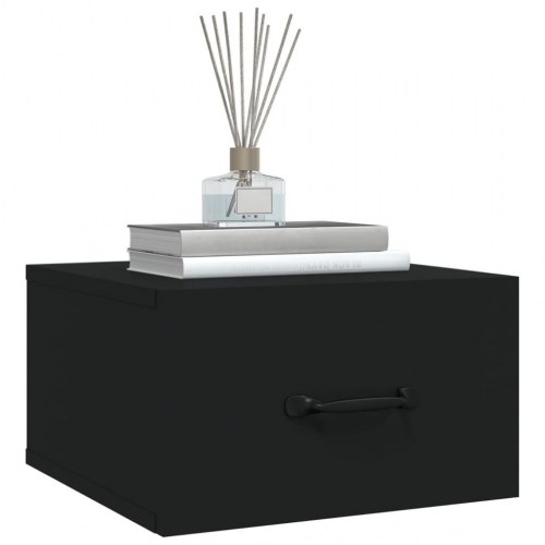 Væghængt sengebord 35x35x20 cm sort (OUTLET C)