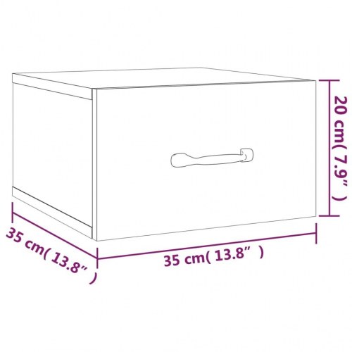 Væghængt sengebord 35x35x20 cm sort (OUTLET C)