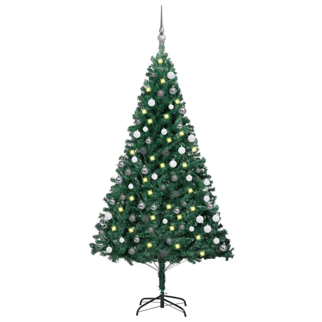 Se Kunstigt juletræ med lys og kuglesæt 120 cm PVC grøn hos Boligcenter.dk