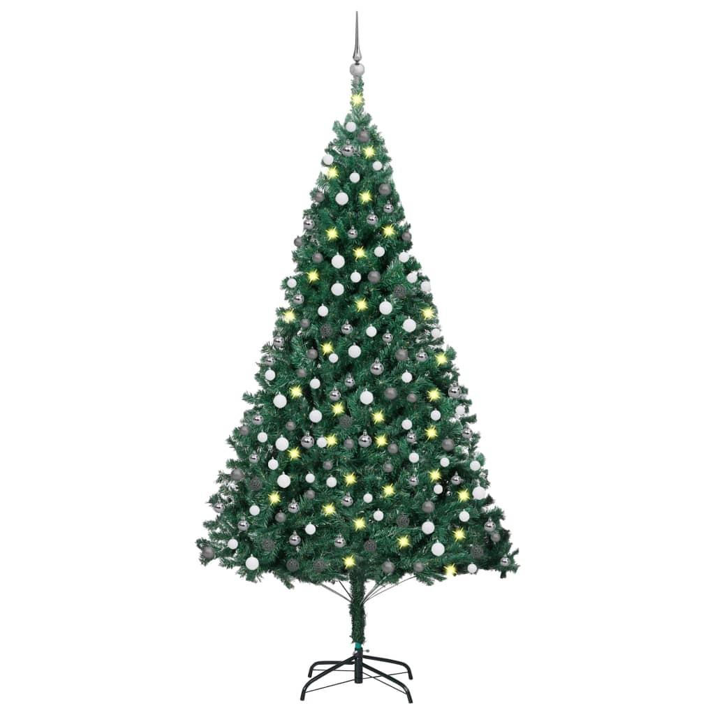 Se Kunstigt juletræ med lys og kuglesæt 210 cm PVC grøn hos Boligcenter.dk