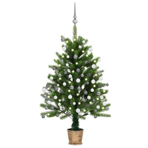 Kunstigt juletræ med lys og kuglesæt 90 cm grøn