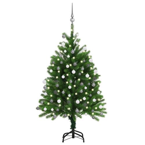 Kunstigt juletræ med lys og kuglesæt 120 cm grøn