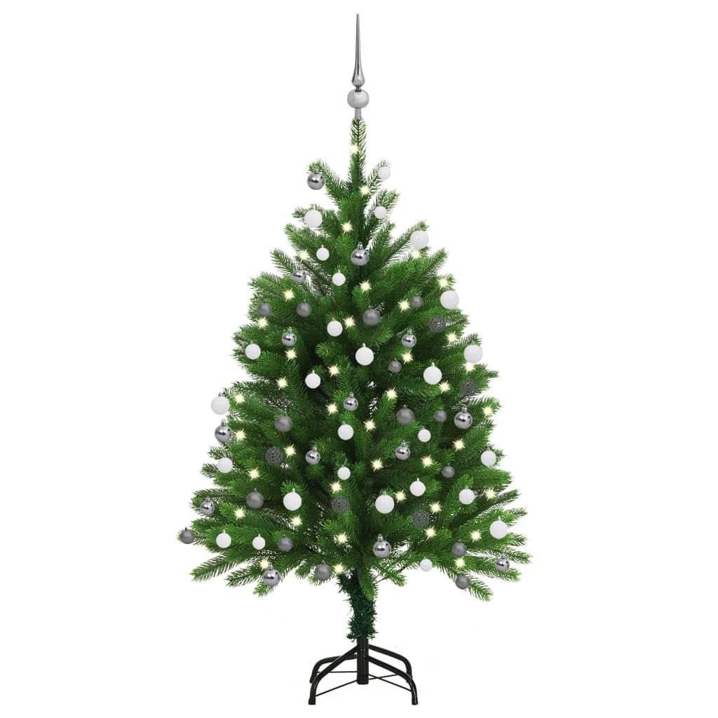 Kunstigt juletræ med lys og kuglesæt 120 cm grøn