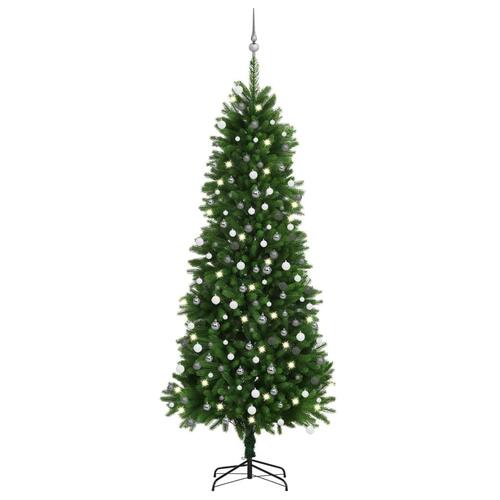 Kunstigt juletræ med lys og kuglesæt 240 cm grøn