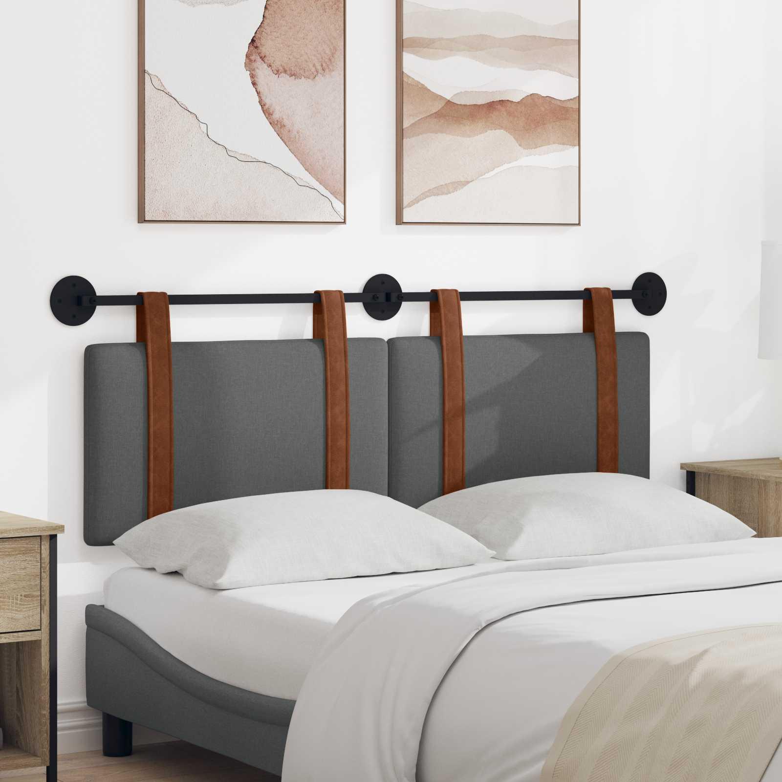 Hængende Hovedgavl Ensfarvet Mørkegrå 150 x 55 x 5 cm Antik PU