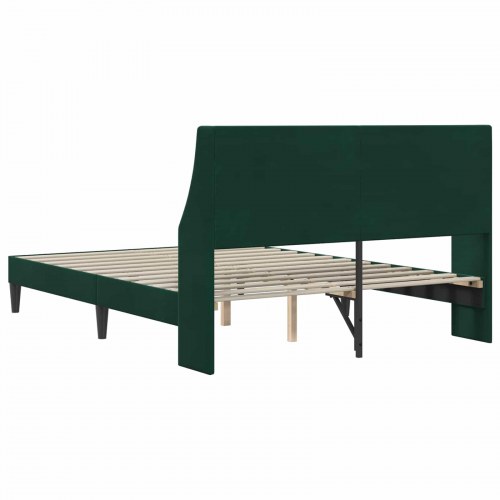 Sengestel med hovedgærde i fløjl - mørkegrøn 120 × 200 cm