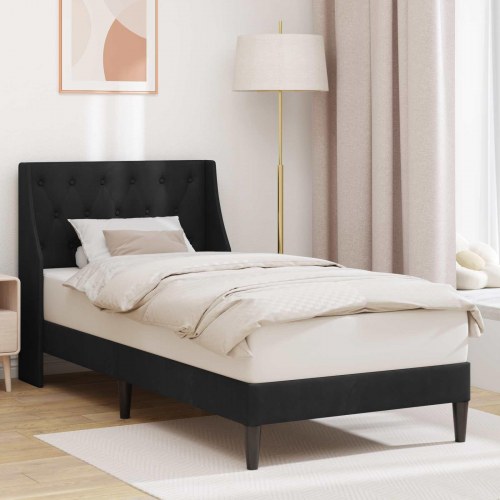 Sengestel med hovedgærde i sort fløjl 100 × 200 cm