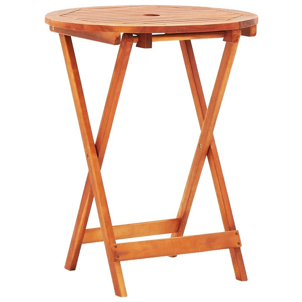 Foldbart Havebord Ø60x75 Cm Massivt Eukalyptustræ
