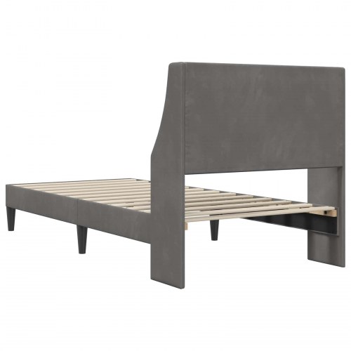 Sengestel med hovedgærde i fløjl - mørkegrå 100 x 200 cm