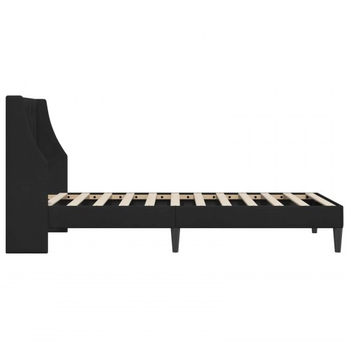 Sengestel med hovedgærde i sort fløjl - 90 x 200 cm