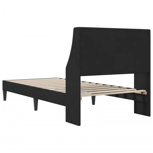 Sengestel med hovedgærde i sort fløjl - 90 x 200 cm