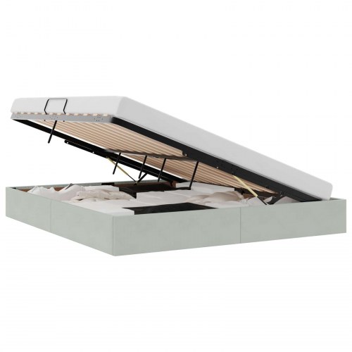 Sengestel med opbevaring 180 x 200 cm - lysegrå fløjl