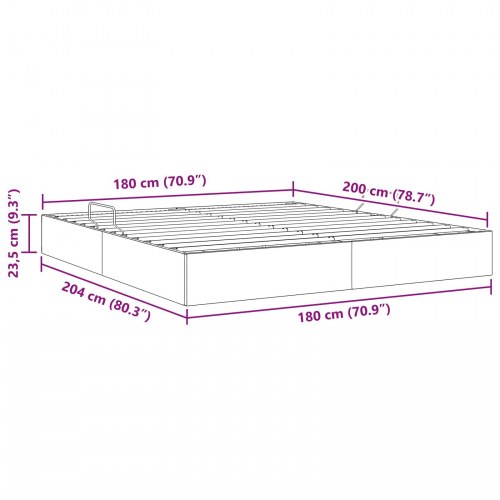 Sengestel med opbevaring 180 x 200 cm - lysegrå fløjl