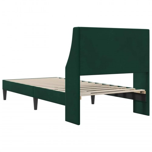 Sengestel med hovedgærde - mørkegrøn fløjl 90 × 200 cm