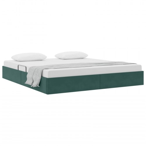 Ottoman sengestel med opbevaring 160 x 200 cm - mørkegrøn fløjl