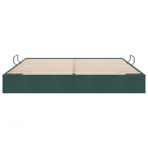 Ottoman sengestel med opbevaring 160 x 200 cm - mørkegrøn fløjl