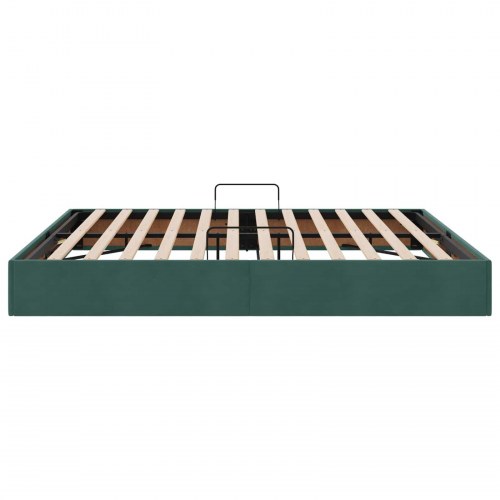 Ottoman sengestel med opbevaring 160 x 200 cm - mørkegrøn fløjl
