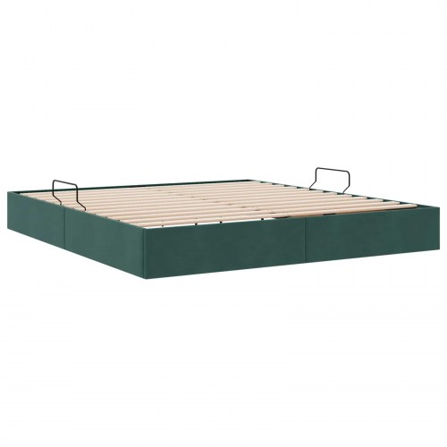 Ottoman sengestel med opbevaring 160 x 200 cm - mørkegrøn fløjl