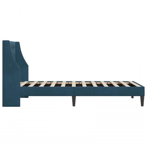 Sengestel med hovedgærde Blå 90 x 190 cm Fløjl