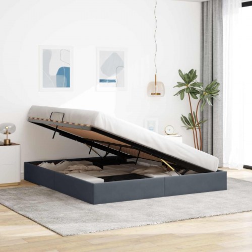 Sengestel med opbevaring 160 x 200 cm - mørkegrå fløjl