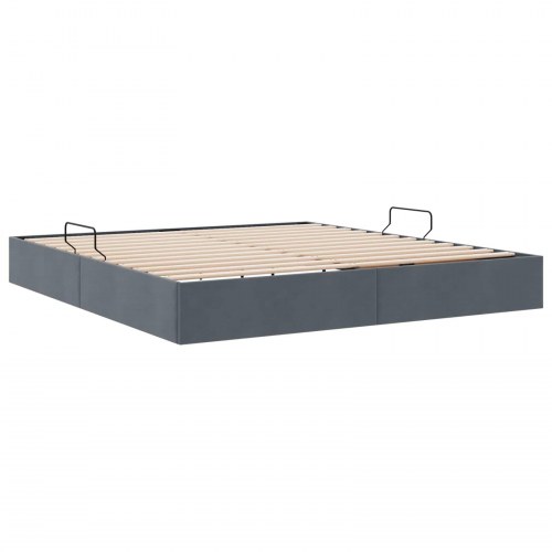 Sengestel med opbevaring 160 x 200 cm - mørkegrå fløjl