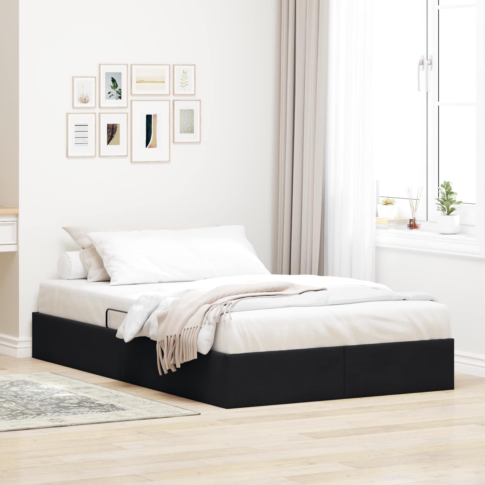 Ottoman Sengestel Med Opbevaring Fløjl - Sort / 120 x 190 cm