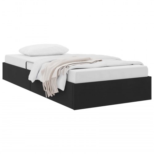 Ottoman sengestel i fløjl med opbevaring - sort, 90 x 200 cm