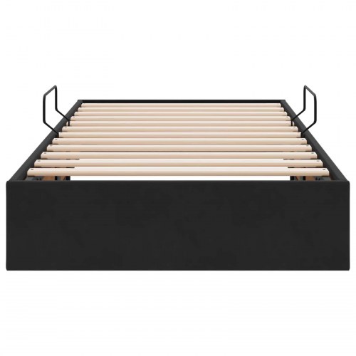 Ottoman sengestel i fløjl med opbevaring - sort, 90 x 200 cm