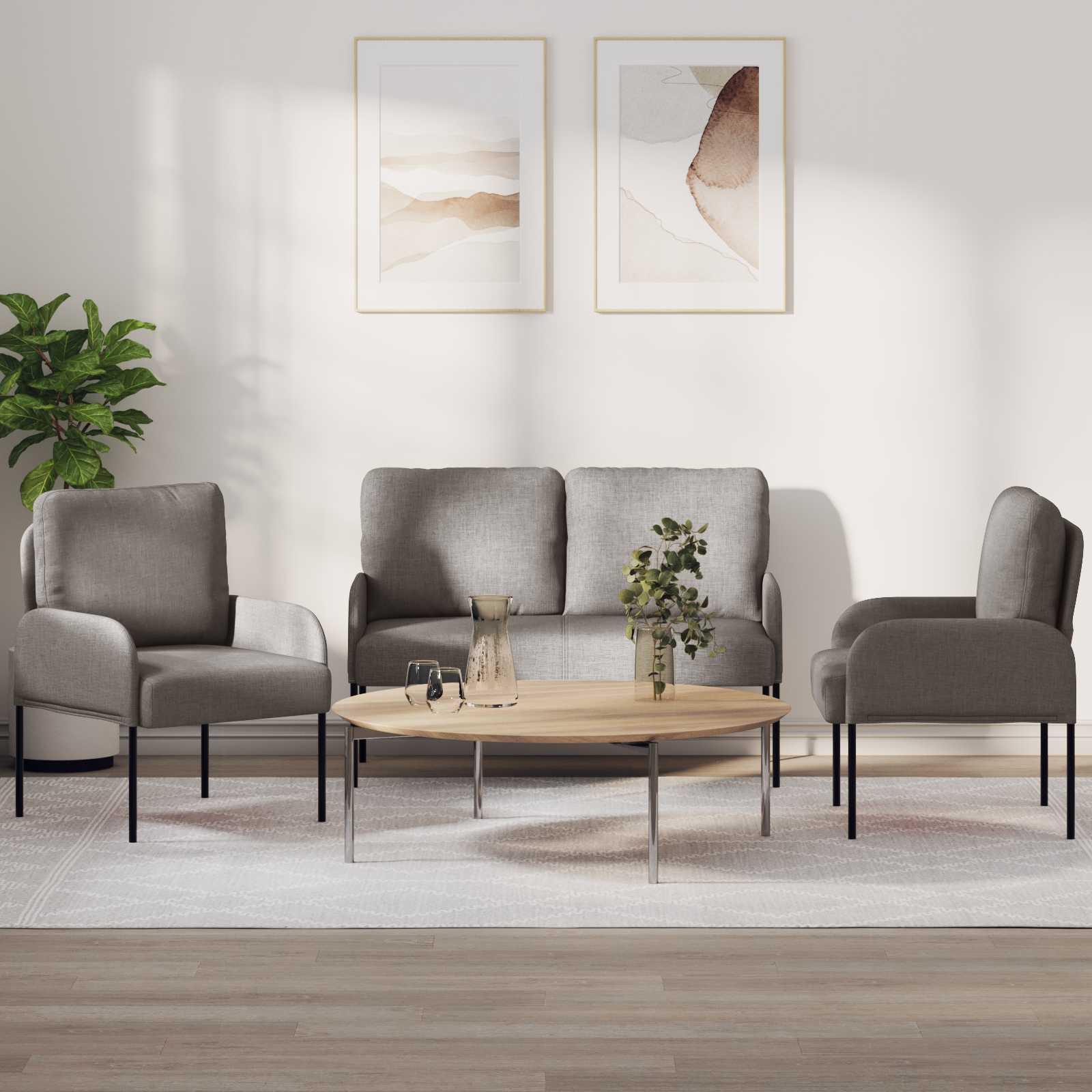 Sofasæt med pude 3 stk Gråbrun 115 x 56 x 80 cm Krydsfinér