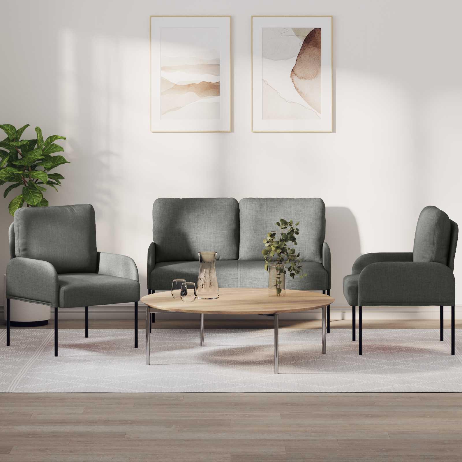 Sofasæt med pude 3 stk Mørkegrå 115 x 56 x 80 cm Krydsfinér