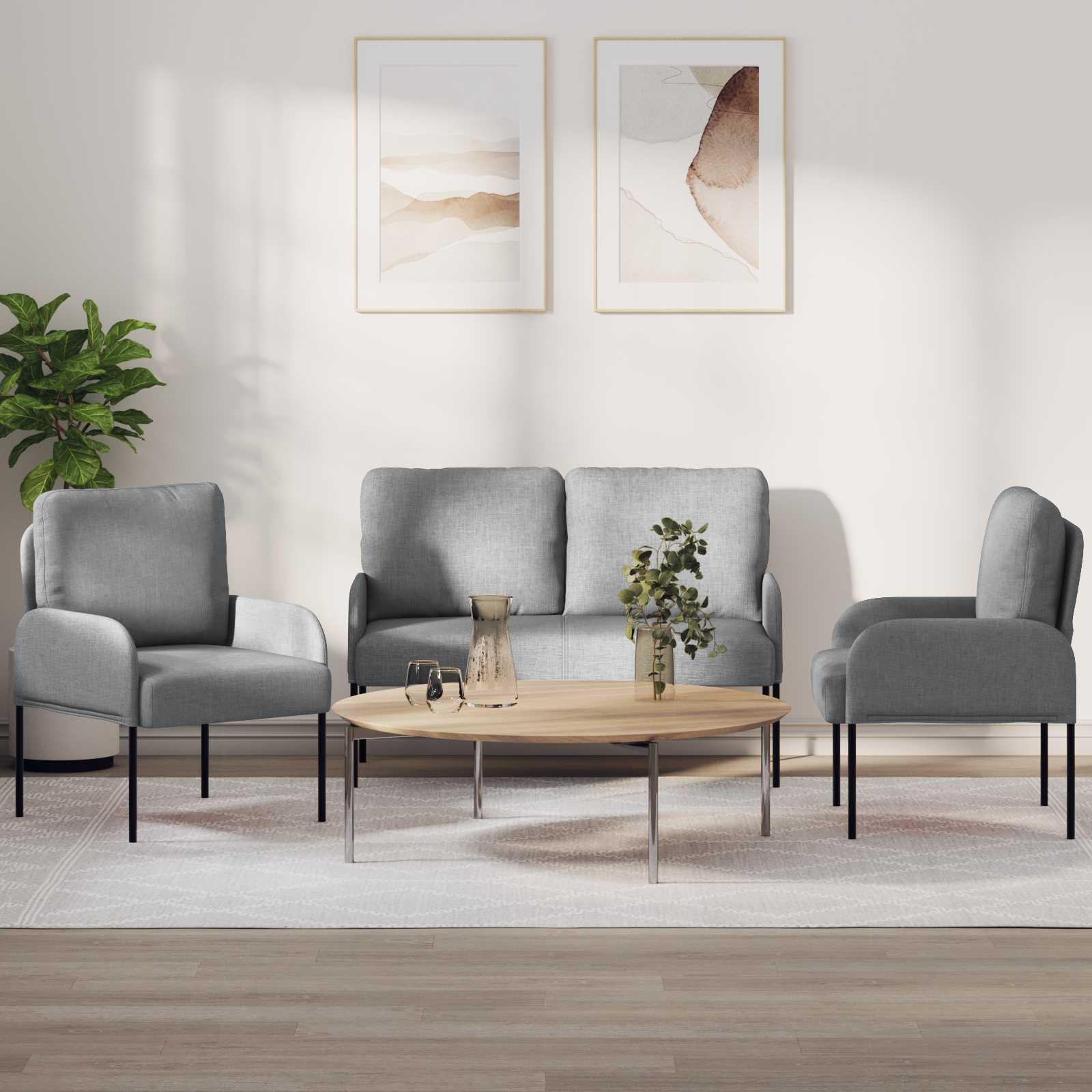 Sofasæt med pude 3 stk Lysegrå 115 x 56 x 80 cm Krydsfinér