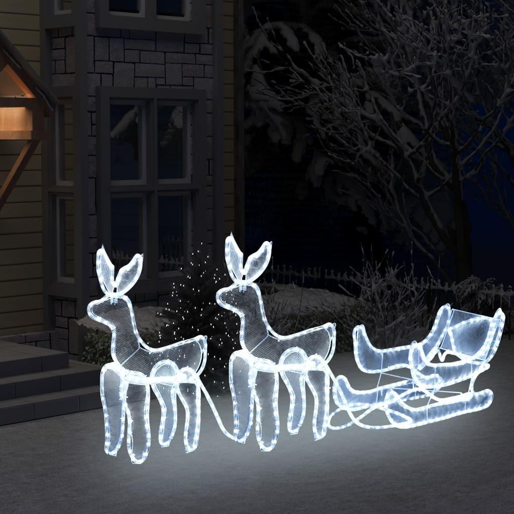 Billede af Juledisplay med 2 rensdyr og kane trådnet 648 LED-lys hos Boligcenter.dk