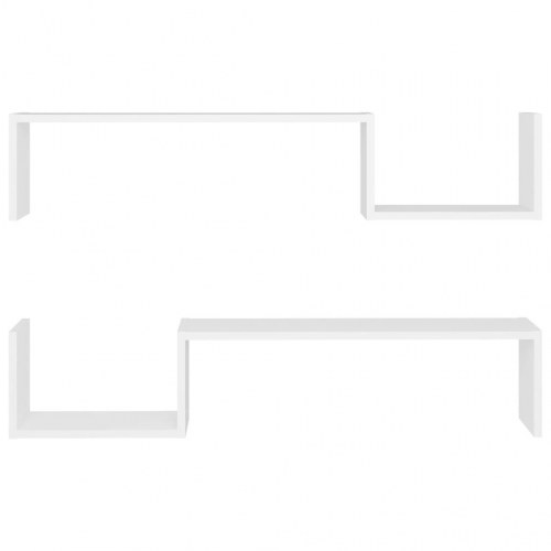 Væghængte hylder 2 stk. 100x15x20 konstrueret træ hvid (OUTLET B)