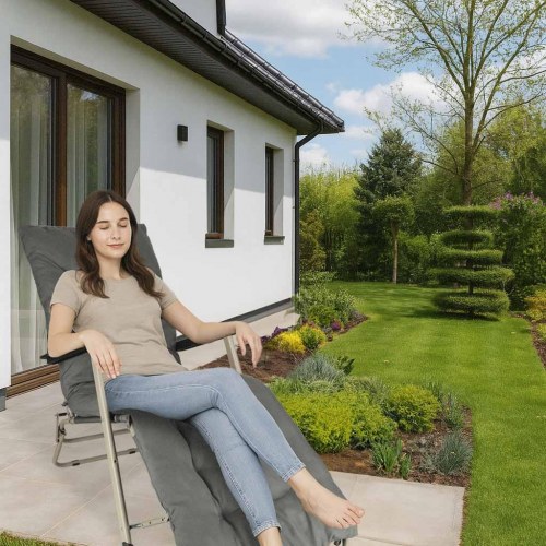 Sammenklappelig have- og strandstol med pude – grå