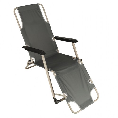 Sammenklappelig have- og strandstol med pude – grå