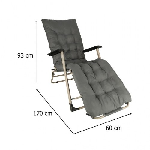 Sammenklappelig have- og strandstol med pude – grå
