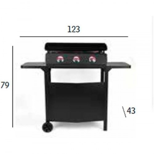 Vitrokitchen PGT335N grillbord - sort stål grillvogn